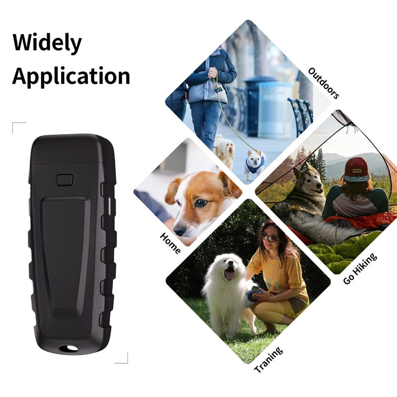 KFX-4293309 Handheld Ultrasonic Dog Bark Control Device with LED Flashlight and Training Modes