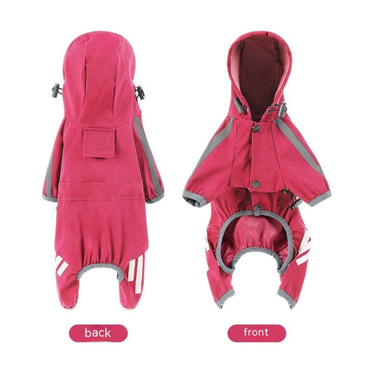 KFX-4295229 Water-Resistant Pet Raincoat with Reflective Stripes - Available in Multiple Colors and Sizes