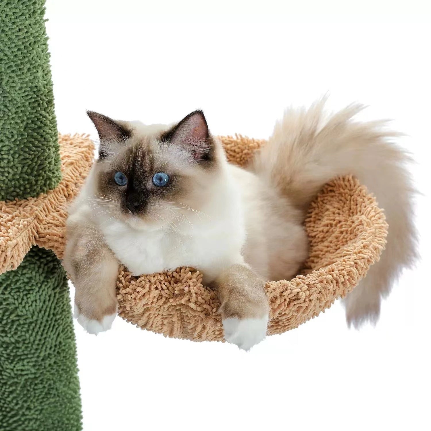 KFX-4295613 Cactus Cat Nest Cat Tree with Integrated Scratch Board and Solid Wood Climbing Frame