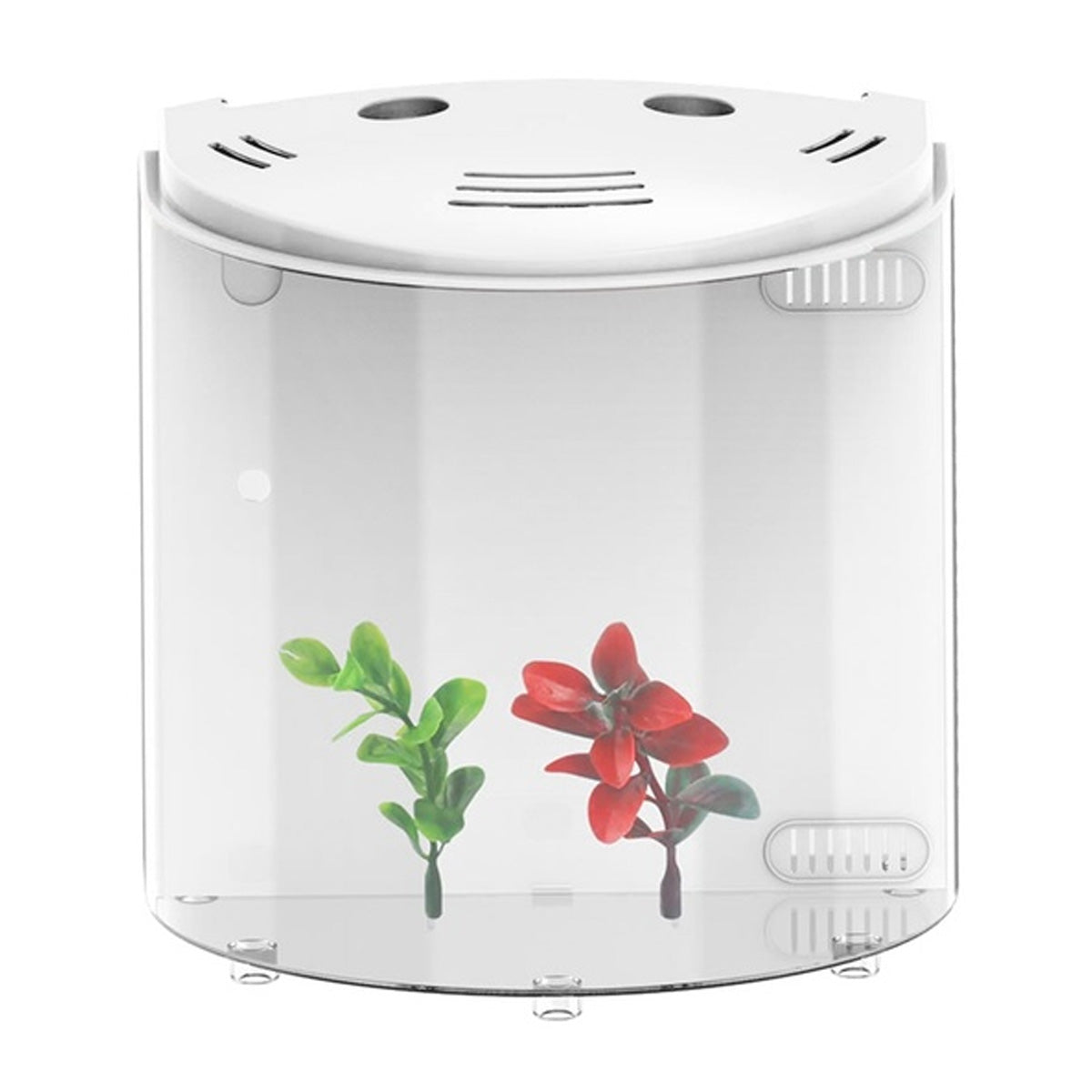 KFX-4296893 Acrylic Half-Moon Fish Tank with LED Light and Integrated Filtration, 5L Capacity, DC 5V, 21cm Height