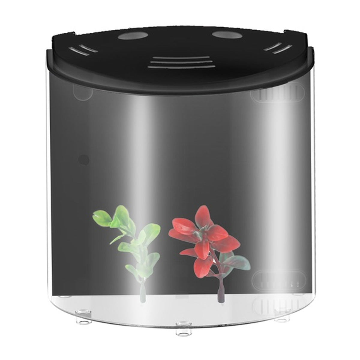KFX-4296893 Acrylic Half-Moon Fish Tank with LED Light and Integrated Filtration, 5L Capacity, DC 5V, 21cm Height