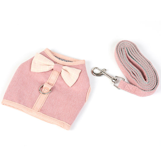 KFX-4297405 Mesh Chest Strap with Bowknot for Small and Medium Dogs - Cotton & Comfortable Traction Belt in Pink, Blue, Green
