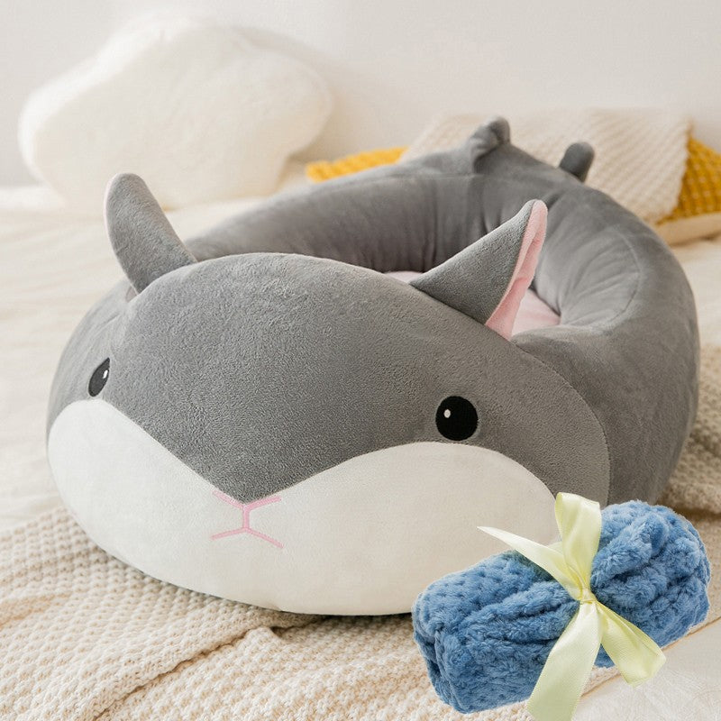 KFX-4297661 Universal Semi-Enclosed Breathable Cat Litter Bed with Blanket - Multiple Styles & Sizes Available