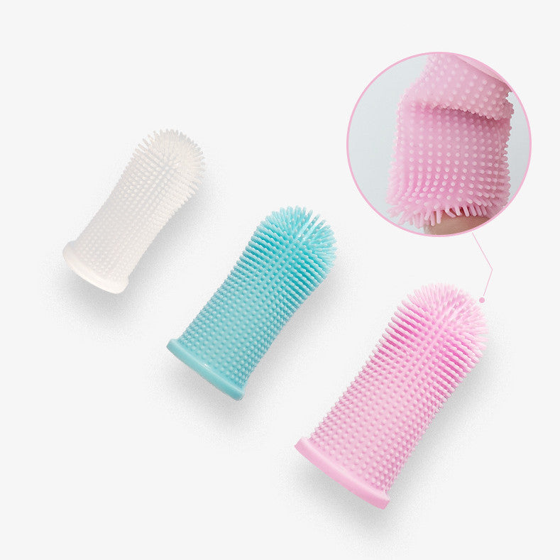 KFX-4301245 Soft Silicone Pet Finger Toothbrush for Effective Stain Removal and Gum Care with Case