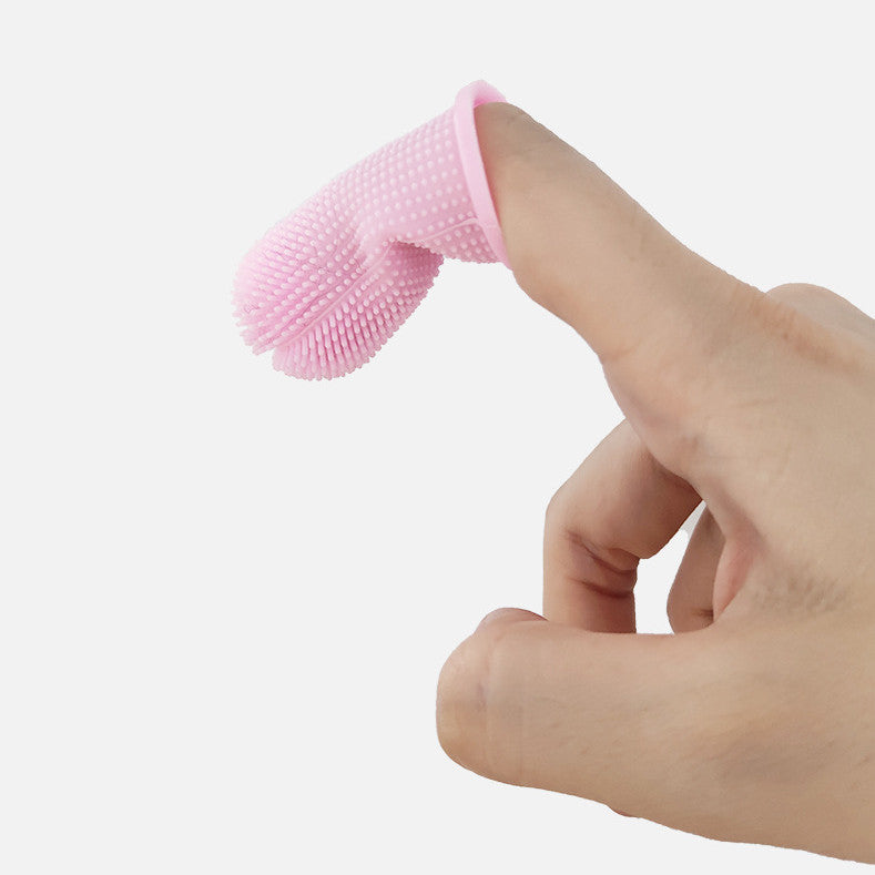 KFX-4301245 Soft Silicone Pet Finger Toothbrush for Effective Stain Removal and Gum Care with Case