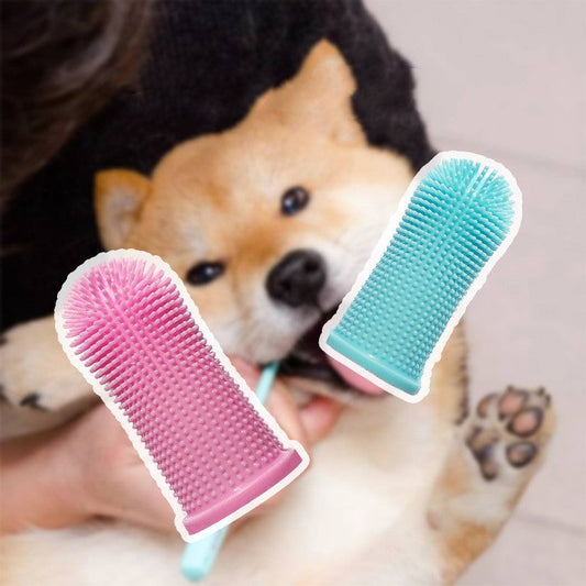 KFX-4301245 Soft Silicone Pet Finger Toothbrush for Effective Stain Removal and Gum Care with Case