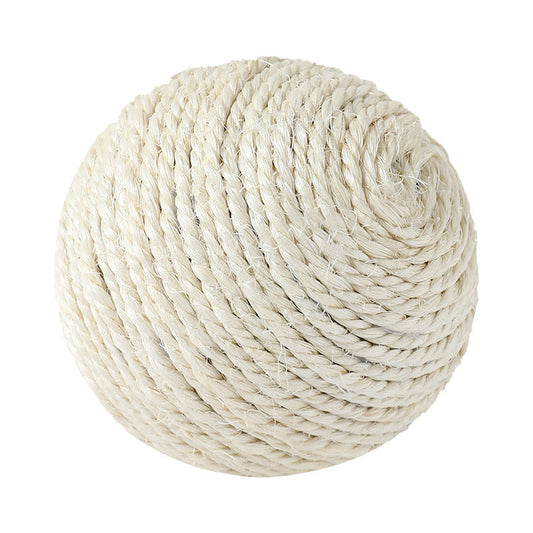 KFX-4302013 Sisal Rope Cat Toy Ball with Bell for Dental Health – 8cm in Various Colors