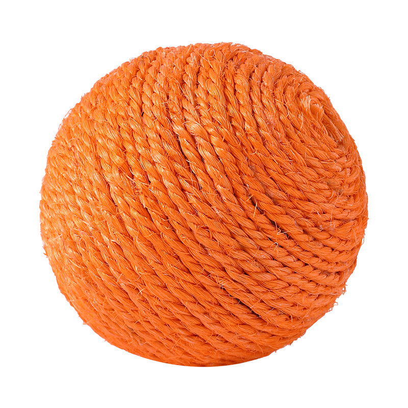 KFX-4302013 Sisal Rope Cat Toy Ball with Bell for Dental Health – 8cm in Various Colors