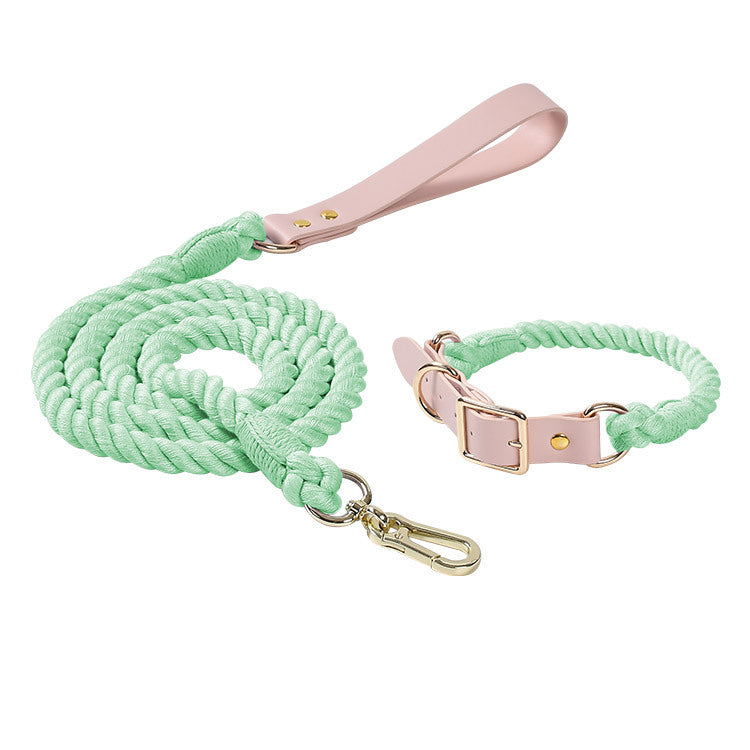 KFX-4303165 Adjustable Rainbow Traction Rope and Collar Set for Medium and Large Dogs