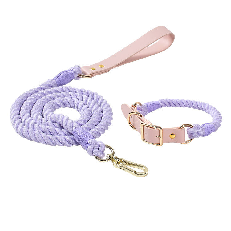 KFX-4303165 Adjustable Rainbow Traction Rope and Collar Set for Medium and Large Dogs