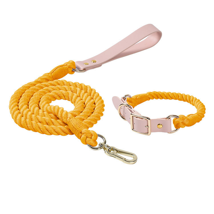 KFX-4303165 Adjustable Rainbow Traction Rope and Collar Set for Medium and Large Dogs