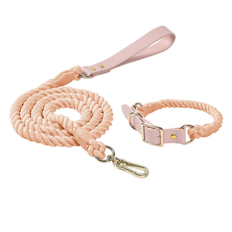 KFX-4303165 Adjustable Rainbow Traction Rope and Collar Set for Medium and Large Dogs