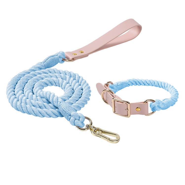 KFX-4303165 Adjustable Rainbow Traction Rope and Collar Set for Medium and Large Dogs