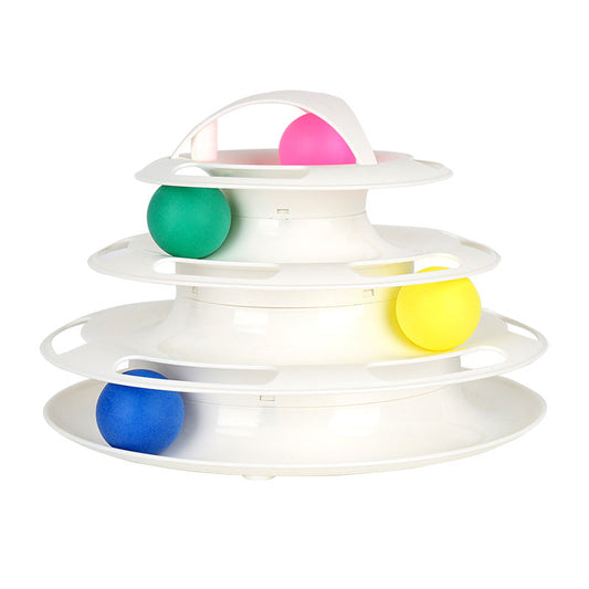 KFX-4304189 Multi-Layer Cat Turntable Toy with Four Tracks - Engaging PP Pet Play Station for Cats