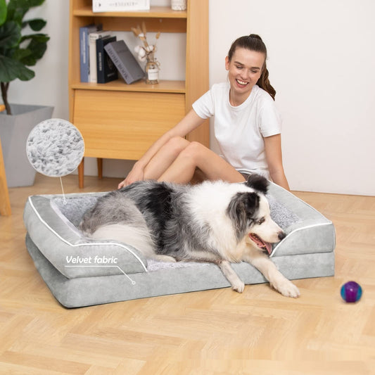 KFX-4304829 Removable and Washable U-Shaped Pet Sofa in Light Gray, Brown, and Dark Gray