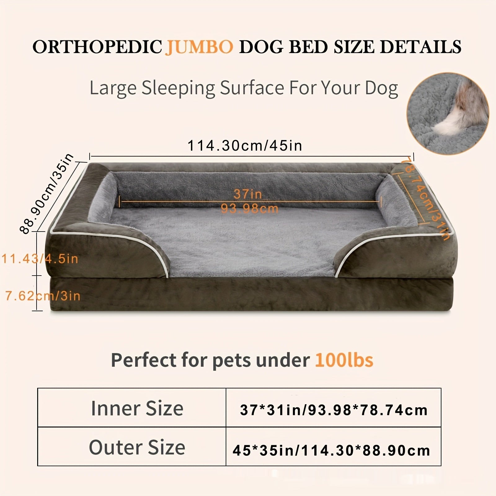 KFX-4304829 Removable and Washable U-Shaped Pet Sofa in Light Gray, Brown, and Dark Gray