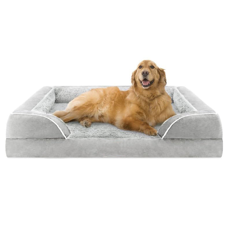 KFX-4304829 Removable and Washable U-Shaped Pet Sofa in Light Gray, Brown, and Dark Gray