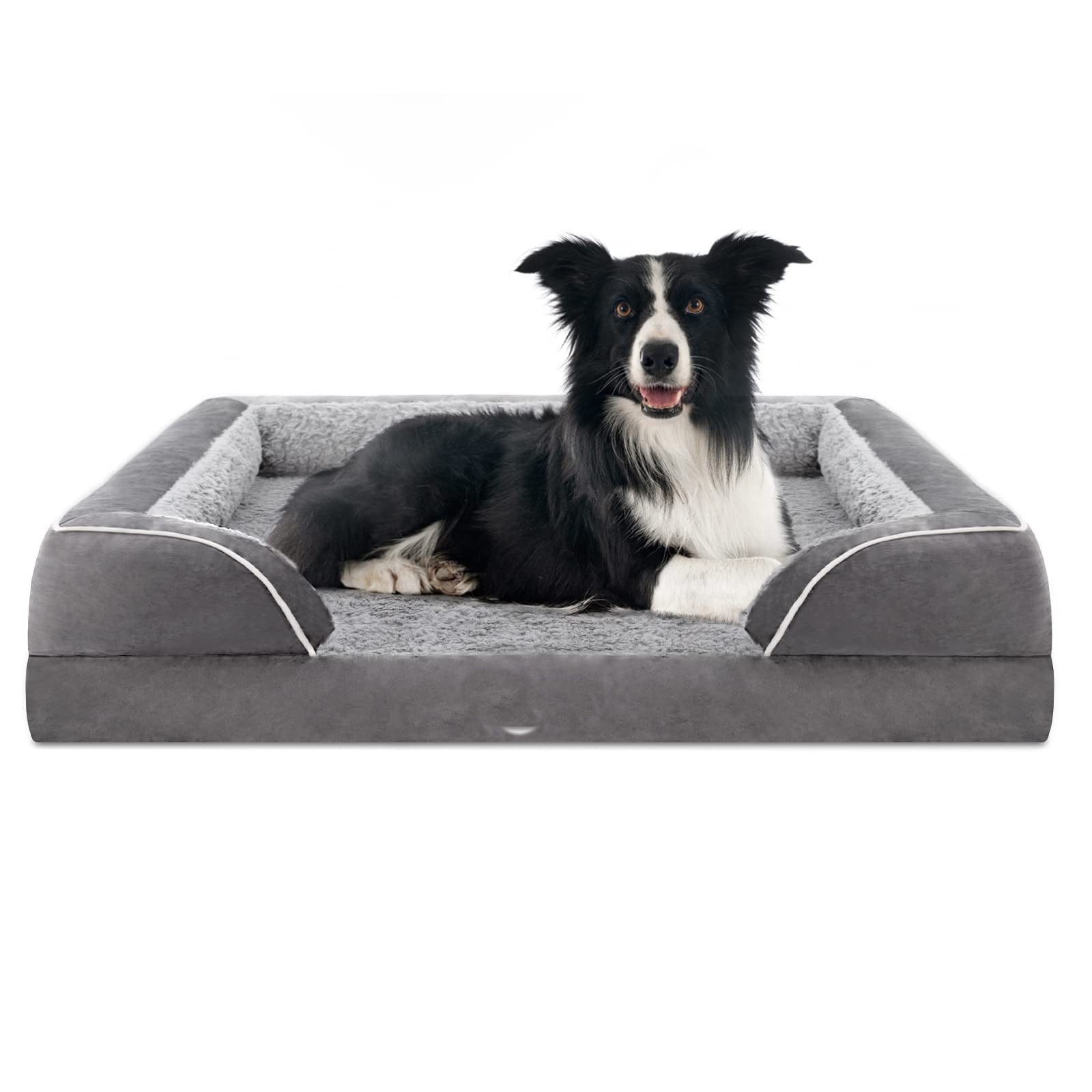 KFX-4304829 Removable and Washable U-Shaped Pet Sofa in Light Gray, Brown, and Dark Gray