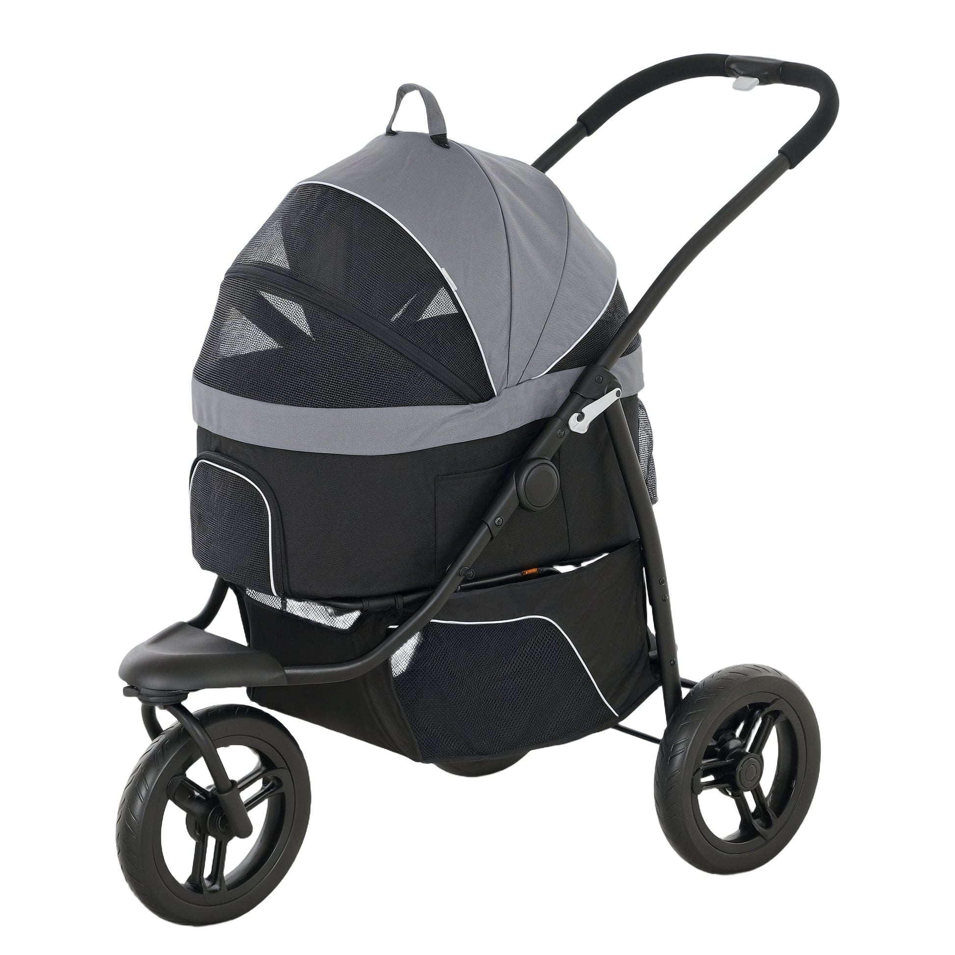 KFX-4305597 3-in-1 Pet Jogging Stroller for Small Dogs and Cats with Carrier and Storage, Gray
