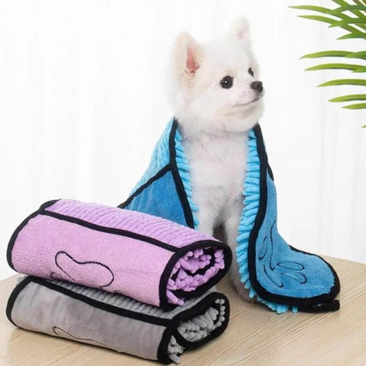 KFX-4306621 Soft Quick-Dry Dog Bath Towel - Absorbent Pet Cleaning Robe, Durable Fiber Design, 62x23 CM