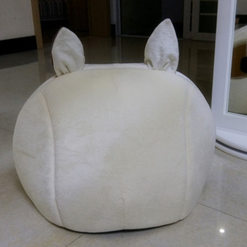 KFX-4309181 Cozy Beige Short Plush Pet Bed with Machine Washable Lining - 42X40X37 CM