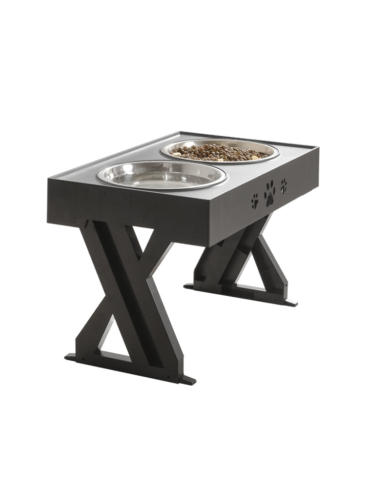 KFX-4309309 Adjustable Stainless Steel Double Bowl Slow Feeder for Pets with Ergonomic Design