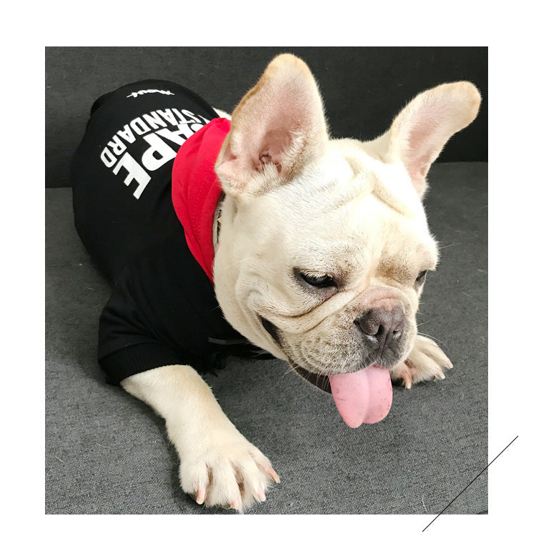 KFX-4309693 Terry Cotton Casual Letter Print Dog Sweater in Black and Red