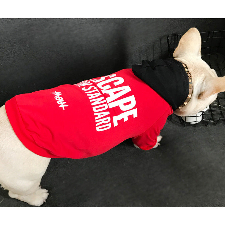 KFX-4309693 Terry Cotton Casual Letter Print Dog Sweater in Black and Red