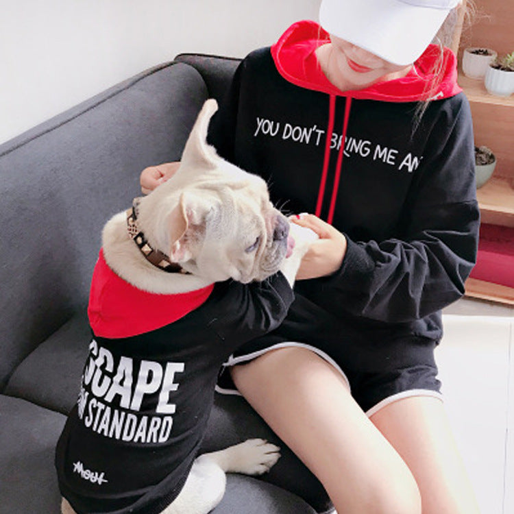 KFX-4309693 Terry Cotton Casual Letter Print Dog Sweater in Black and Red