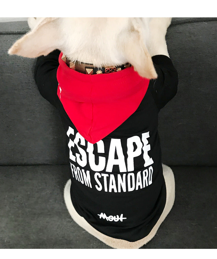 KFX-4309693 Terry Cotton Casual Letter Print Dog Sweater in Black and Red