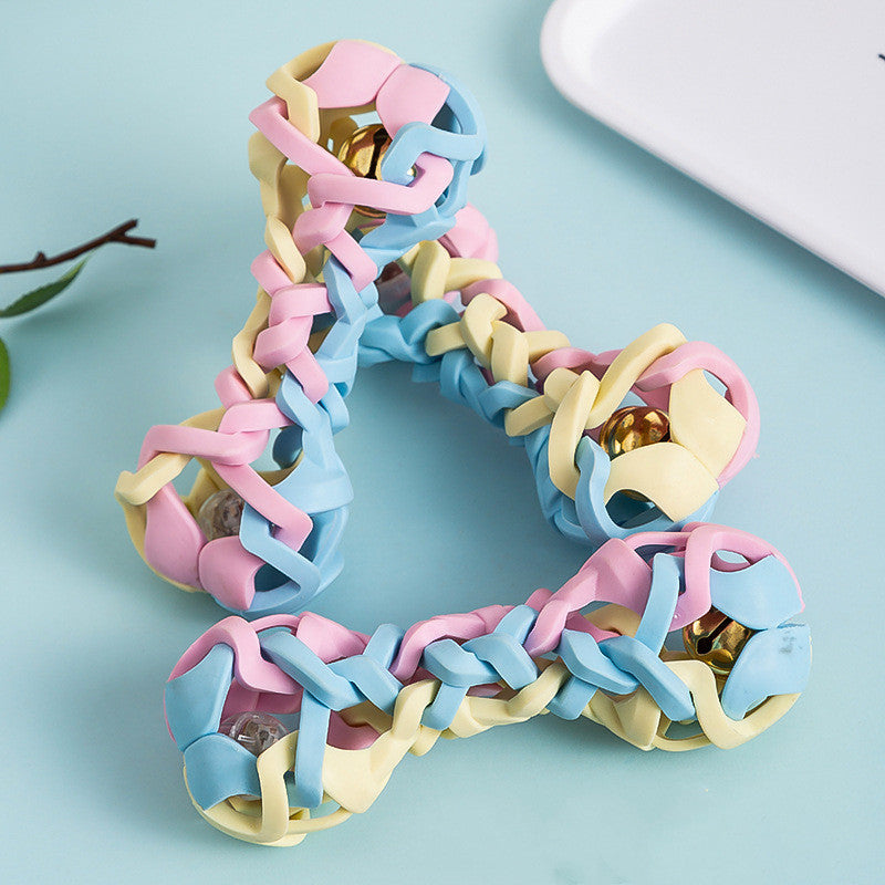 KFX-4309949 Macaron Woven Dog Toy with Sound and Light Features, TPR Material, 14.7x6.5cm