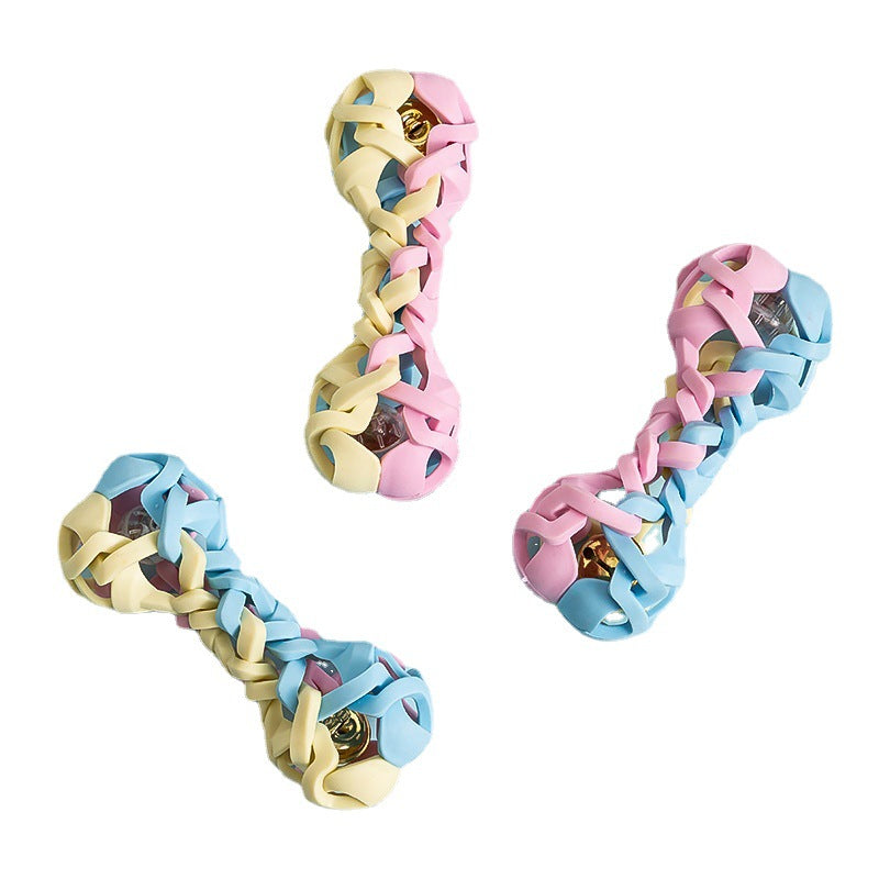 KFX-4309949 Macaron Woven Dog Toy with Sound and Light Features, TPR Material, 14.7x6.5cm