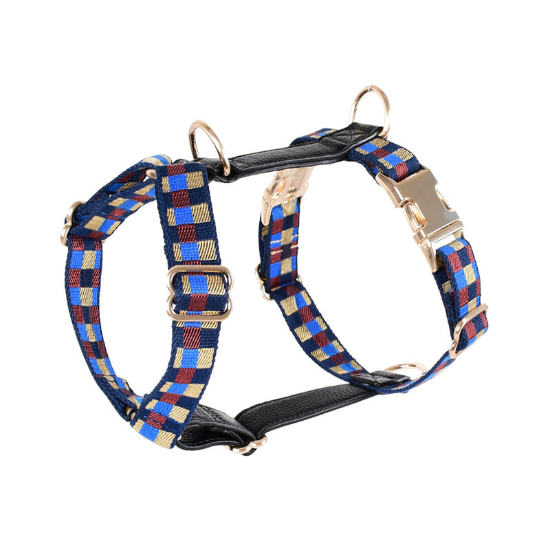 KFX-4310589 I-Shaped Pet Chest Harness with Leash and Collar in Multiple Colors