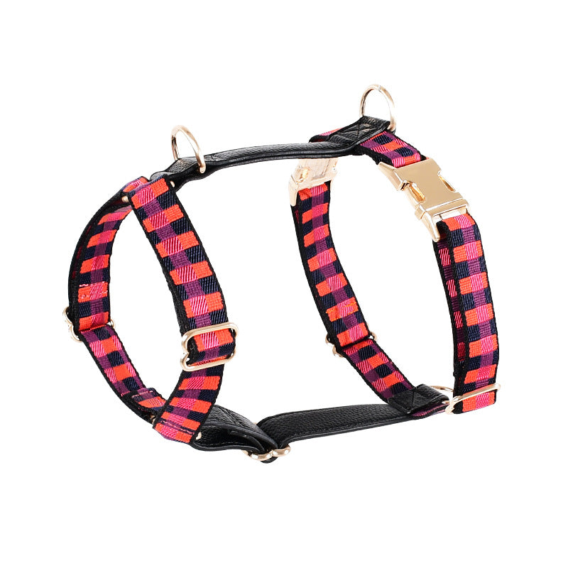 KFX-4310589 I-Shaped Pet Chest Harness with Leash and Collar in Multiple Colors