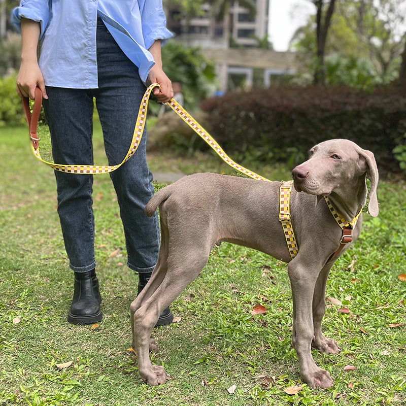 KFX-4310589 I-Shaped Pet Chest Harness with Leash and Collar in Multiple Colors