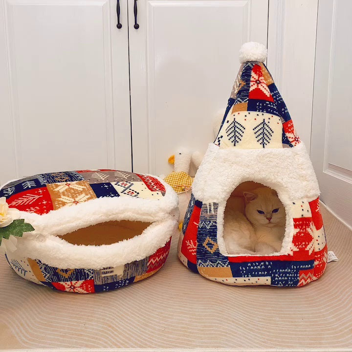 KFX-4313149 Lamb Fleece Cat Nest in Multiple Colors – Cozy & Warm for Cats Up to 15 lbs
