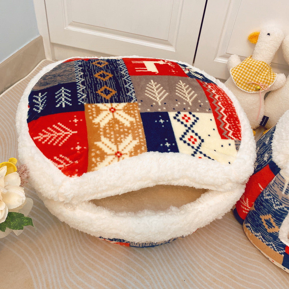 KFX-4313149 Lamb Fleece Cat Nest in Multiple Colors – Cozy & Warm for Cats Up to 15 lbs
