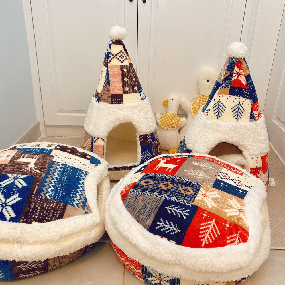 KFX-4313149 Lamb Fleece Cat Nest in Multiple Colors – Cozy & Warm for Cats Up to 15 lbs