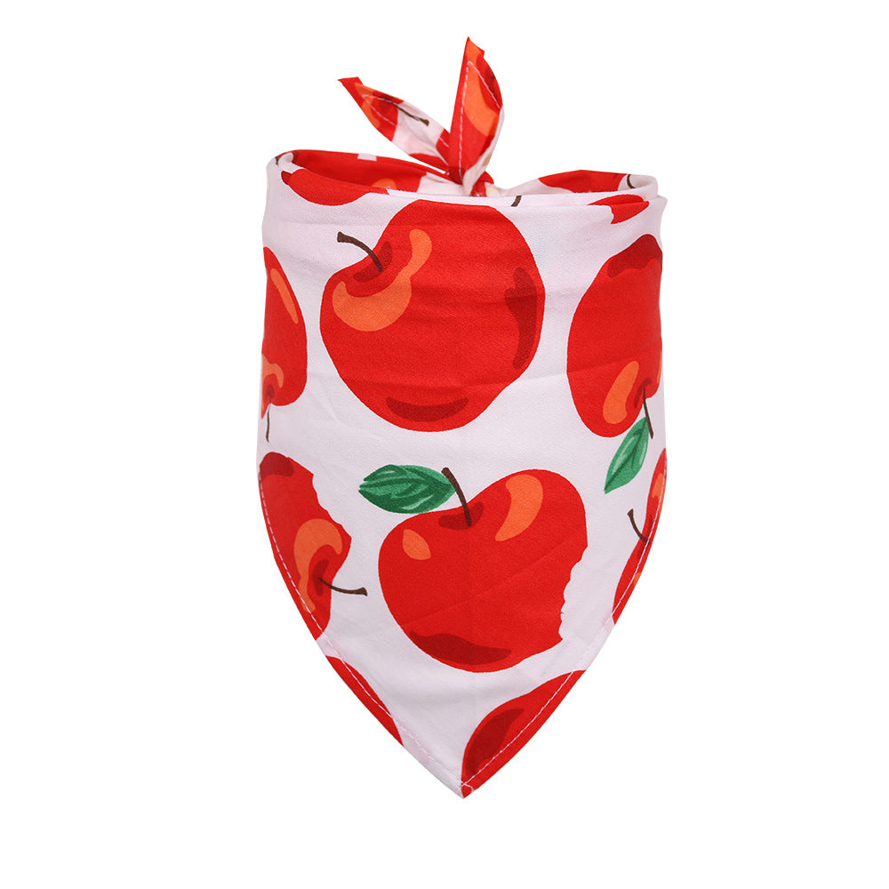 KFX-4315453 Cotton Triangle Scarf for Dogs and Cats, Fruit Pattern, Small/Medium Sizes