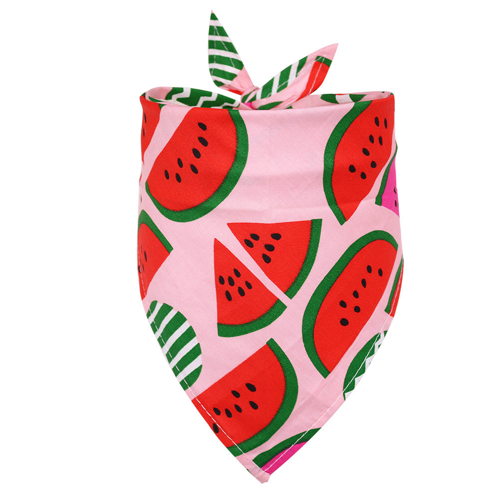 KFX-4315453 Cotton Triangle Scarf for Dogs and Cats, Fruit Pattern, Small/Medium Sizes