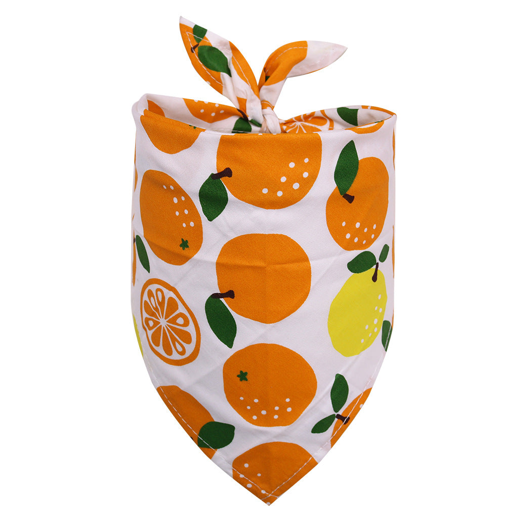 KFX-4315453 Cotton Triangle Scarf for Dogs and Cats, Fruit Pattern, Small/Medium Sizes