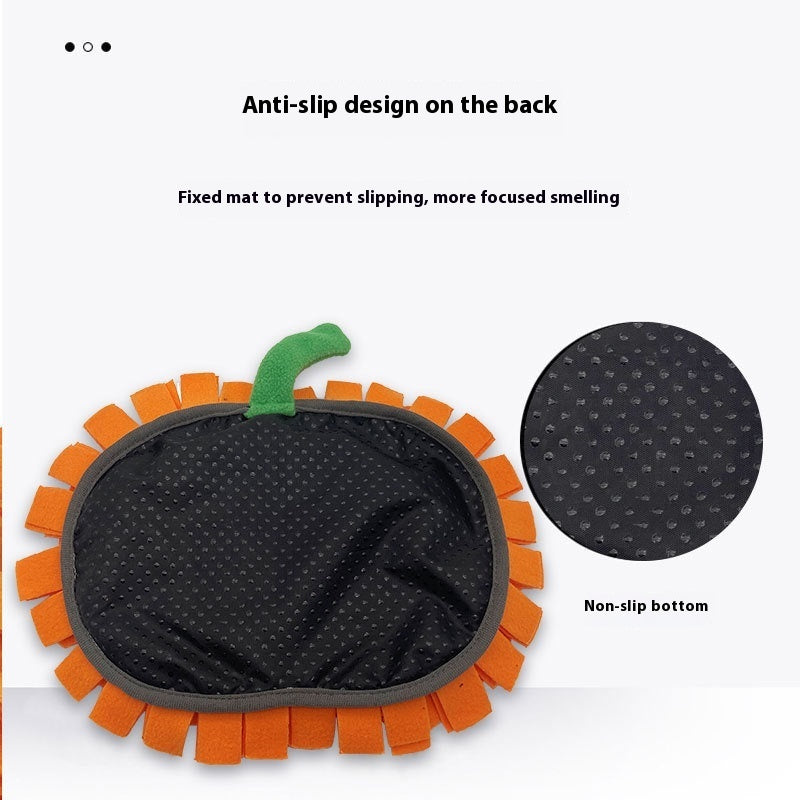 KFX-4316733 Pet Smell Training Mat - Pumpkin Design Woollen Pad for Slow Feeding and Anti-Choke