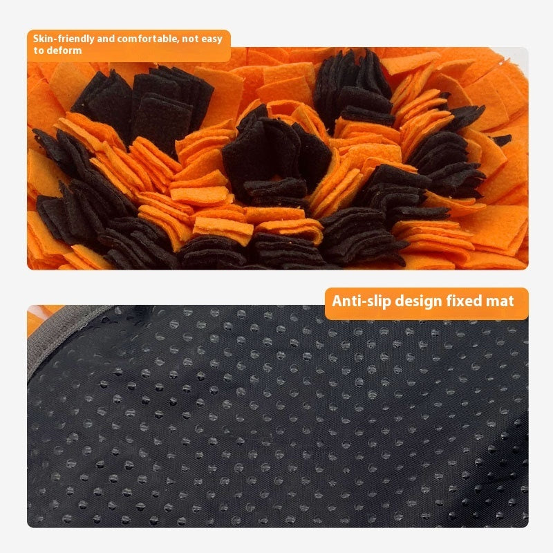 KFX-4316733 Pet Smell Training Mat - Pumpkin Design Woollen Pad for Slow Feeding and Anti-Choke