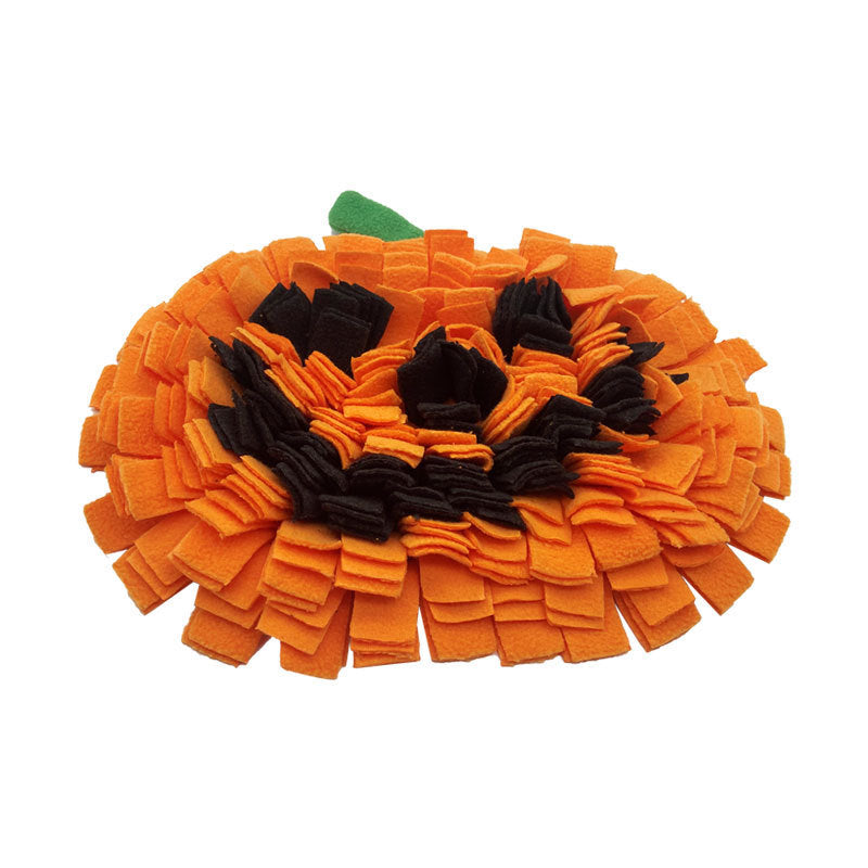 KFX-4316733 Pet Smell Training Mat - Pumpkin Design Woollen Pad for Slow Feeding and Anti-Choke