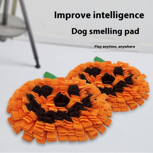 KFX-4316733 Pet Smell Training Mat - Pumpkin Design Woollen Pad for Slow Feeding and Anti-Choke