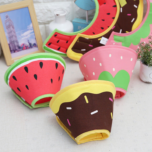 KFX-4316861 Comfortable Adjustable Cartoon Fruit Donut Dog Collar for Surgery Recovery – Padded Cotton Canvas Fabric