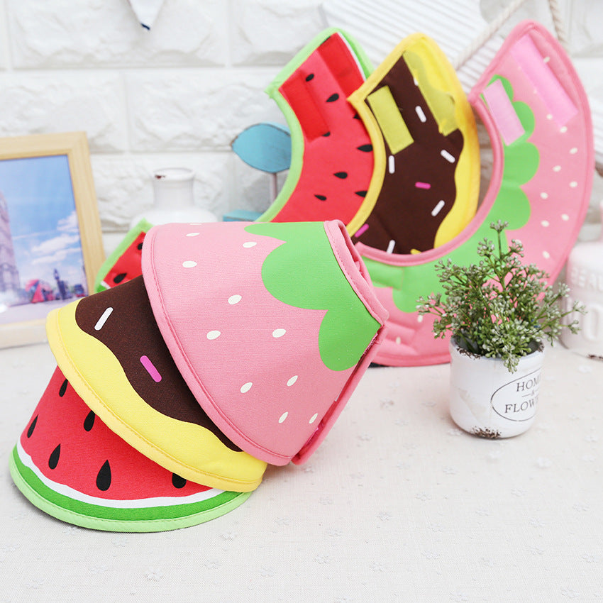 KFX-4316861 Comfortable Adjustable Cartoon Fruit Donut Dog Collar for Surgery Recovery – Padded Cotton Canvas Fabric