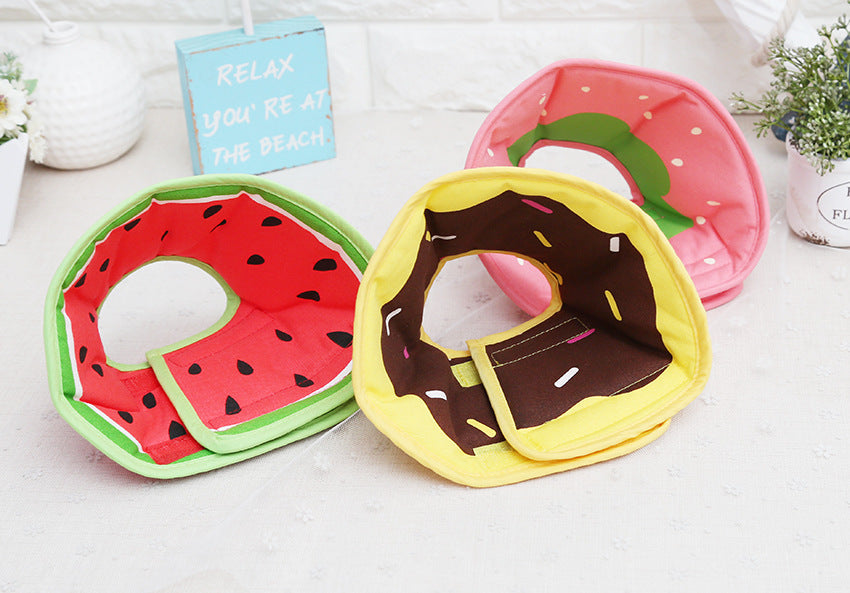 KFX-4316861 Comfortable Adjustable Cartoon Fruit Donut Dog Collar for Surgery Recovery – Padded Cotton Canvas Fabric