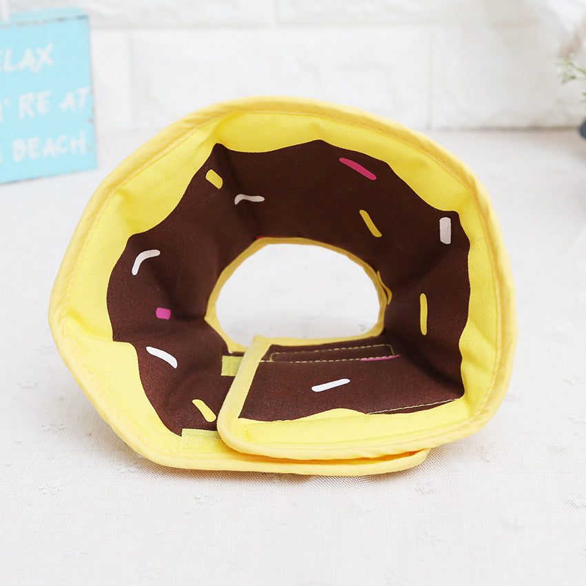 KFX-4316861 Comfortable Adjustable Cartoon Fruit Donut Dog Collar for Surgery Recovery – Padded Cotton Canvas Fabric