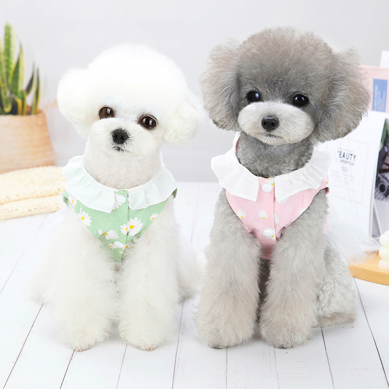 KFX-4317245 Cute Princess Dress for Small Dogs - Bichon, Cotton, Available in Green, Pink, Blue, Sizes S-XXL
